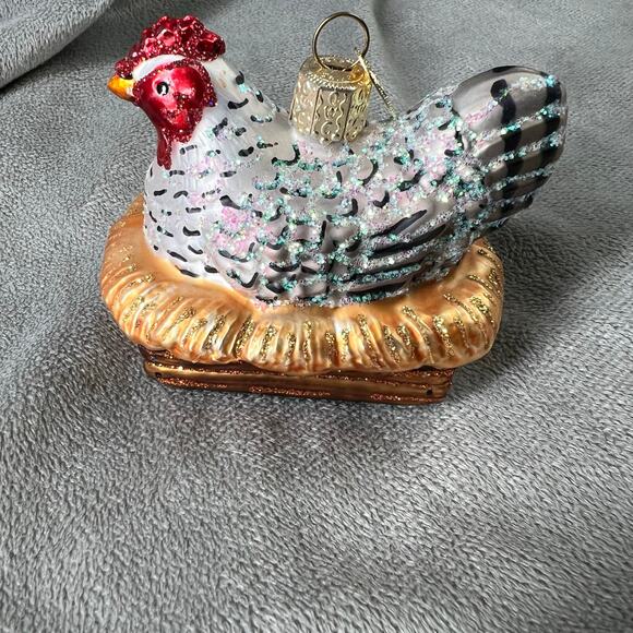 old world Other - Old World Christmas Hen on Nest Blown Glass Glitter Ornament